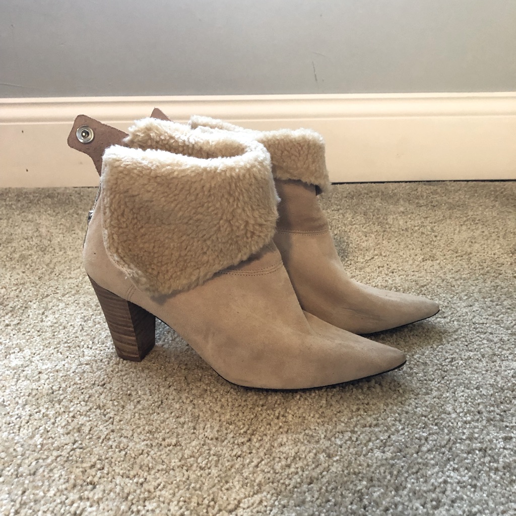 Free People Suede And Shearling Booties - Size 7